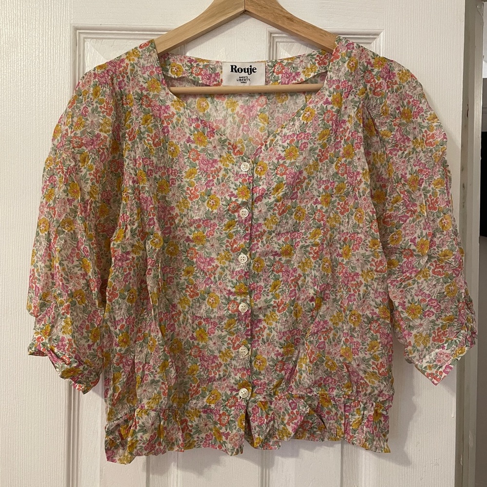 EUC Rouje Julie Blouse 42 L Liberty fabric